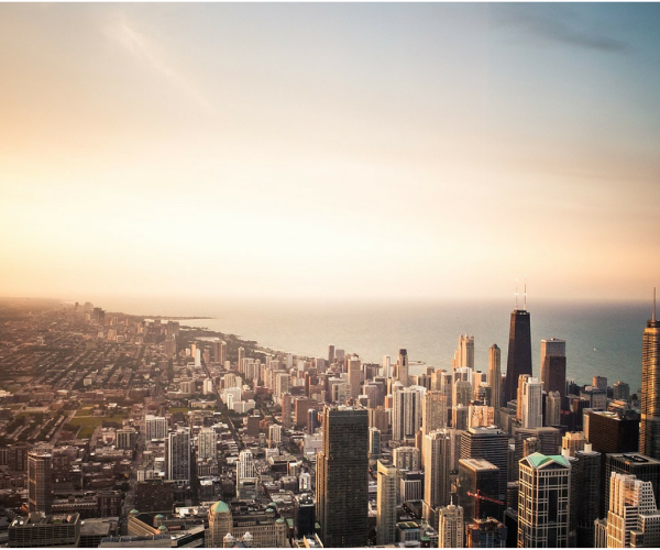 Chicago skyline, looking toward the lake